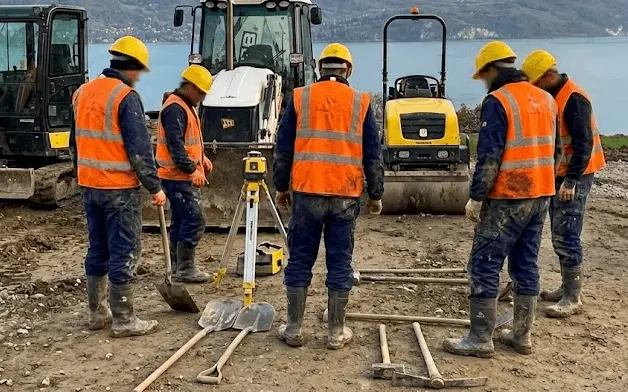 Équipe Alp' TP sur chantier terrassement lac Annecy